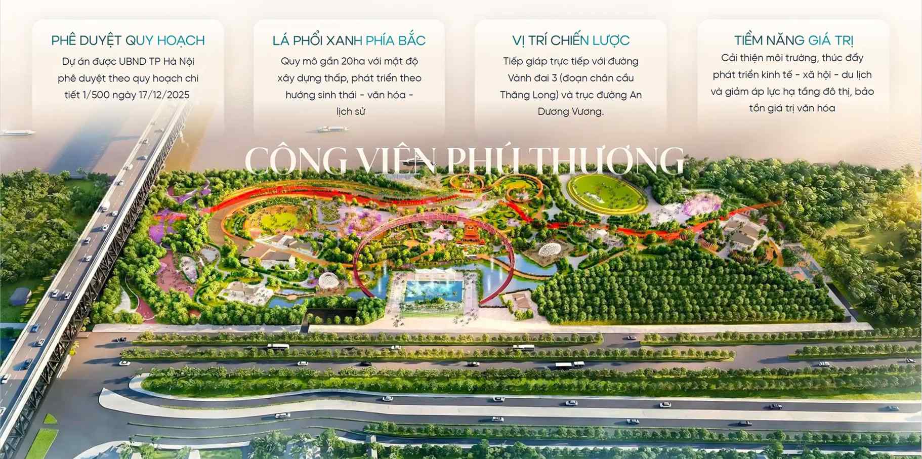 Sunshine River Park kề cận công viên Phú Thượng rộng 20ha