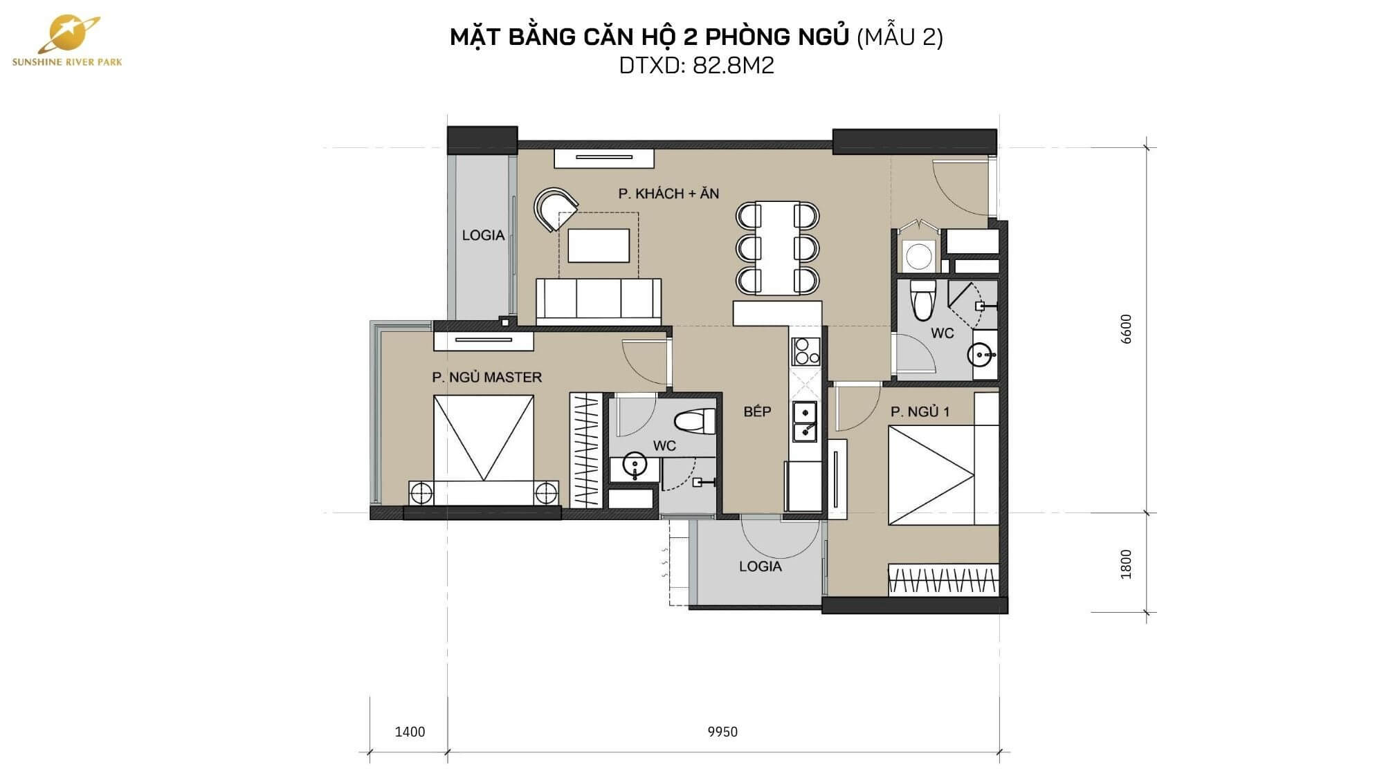 Căn 2 Phòng Ngủ Sunshine River Park