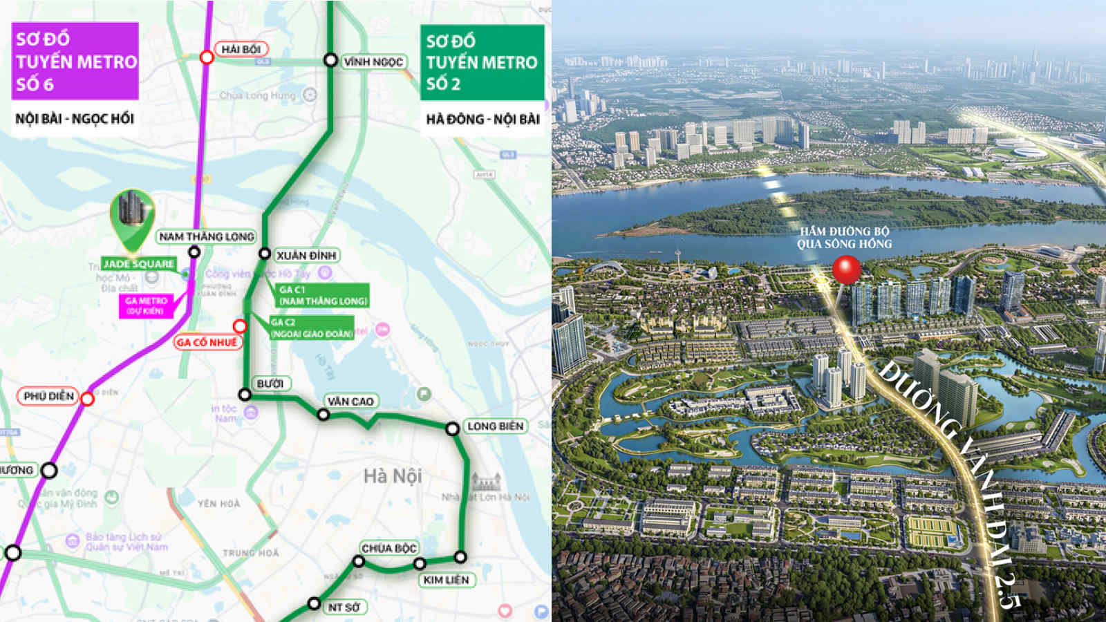 Sunshine River Park trong bức tranh Metro và hầm vượt sông Hồng